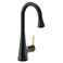 Moen S6235BL Sinema OneHandle High Arc Pulldown Bar Faucet featuring Power Clean and Reflex Matte Black