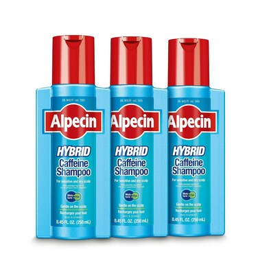 Alpecin Hybrid Caffeine Shampoo for Men with Dry Itchy Sensitive Scalps Moisturizes Thinning Hair Natural Hair Growth 845 fl oz Pack of 3