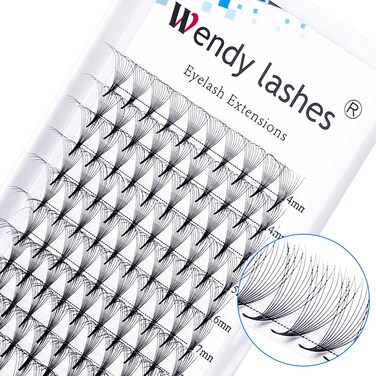 Volume Lash Extensions 10D Premade Fans Eyelash Extensions 007mm Thickness CD Curl Short Stem Premade Volume Eyelash Extensions Pointed Base Fans by WENDY LASHES10D007D 1420mm Mixed Tray