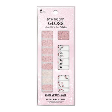 Dashing Diva Gloss Holiday Nail Strips  Light Show  UV Free Chip Resistant Long Lasting Gel Nail Stickers  Contains 32 Nail Wraps 1 Prep Pad 1 Nail File
