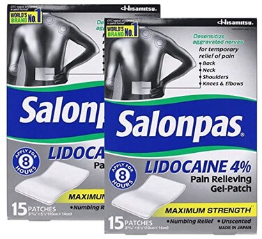 Salonpas LIDOCAINE 2 Packs of 15 Patches Pain Relieving Maximum Strength Gel Patch 2