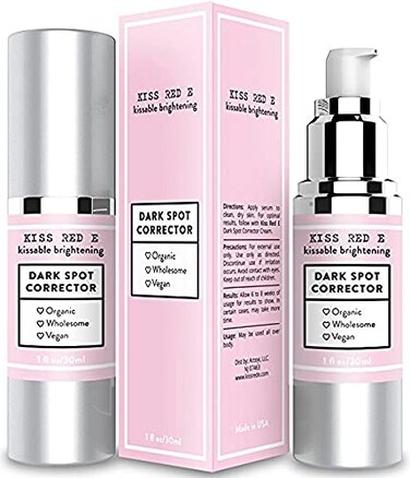 Kiss Red E Dark Spot Remover Corrector Cream for Face and Body Men and Women Made in USA HyaluronicAcid Green Tea Extract 1 OZ
