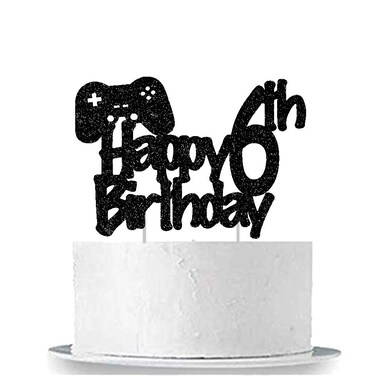 Video Game Birthday Cake topper 6 Year Old for Gamer Birthday