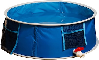 Lchic Foldable Pool Portable Pet Bath TubCollapsible Bathing PoolPaddling Swimming Kiddie Pool for Small PetHygenicConvient for FunWater Drainge Tap3Second Fold Blue Grey CB0001