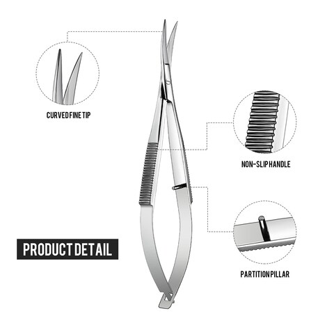 Shynai 2 Pieces 47 Inch Embroidery Scissors Eyebrow Scissors Spring Action Curved Tip Scissors Stainless Steel Cutting Eyebrow Trimming Craft Scissor
