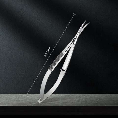 Shynai 2 Pieces 47 Inch Embroidery Scissors Eyebrow Scissors Spring Action Curved Tip Scissors Stainless Steel Cutting Eyebrow Trimming Craft Scissor
