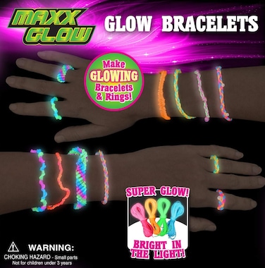 Sunny Days Entertainment Bracelet Making Kit  DIY Rainbow Rubber Bands Jewelry for Girls  includes Glowing Charm Beads  Fun Craft Gift for Kids  Maxx Glow