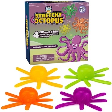 Octopus Wall Crawling Sticky Toys for Kids 4 Pack Soft and Flexible Squishy Walkers Bright and Colorful Climbers Washable and Reusable Stickiness Birthday Party Favors and Easter Basket Stuffers