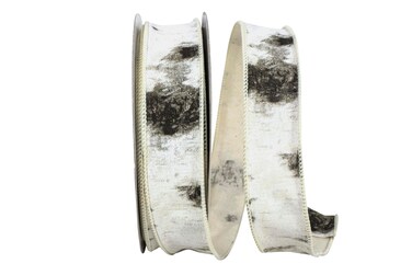 Reliant Ribbon Birch Tree Bark Forest Wired Edge Ribbon 112 Inch X 25 Yards White