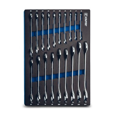 Capri Tools Angle Open End Wrench Set 30 and 60 angles 624 mm Metric 19Piece with Mechanics Tray