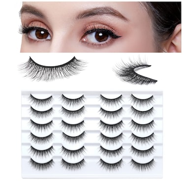 SONAFEEL Natural Fasle Lashes Wispy Lashes Natural Look 12Pairs 15mm Manga Eyelashes Reusable Spiky Lashes Pack 3d Mink Lashes