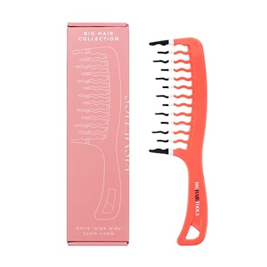 KISMETICS Big Hair Tools Extra Large Wide Tooth Comb for Thick Curly Wavy or Long Hair  FrizzFree Detangling Shower Comb  Orange
