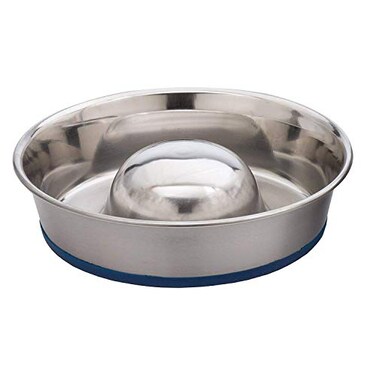 OurPets DuraPet Slow Feed Premium Stainless Steel Dog Bowl Silver 2040010301