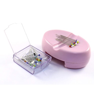 Magnetic Pin Caddy Sewing Tools Magnetic Sewing Pincushion with 25 Plastic Head Pins Pink