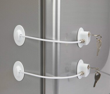 2 Pack Refrigerator Door Locks with 4 Keys White