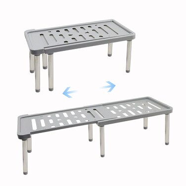 1 Pack Expandable Cabinet Organizer Shelf 138 x 69 x 59 in kitchen Cupboard Organizer Free Standing Spice Rack Retractable Storage Racks for Bathroom Countertop Pantry Grey