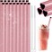 NiHome Reusable Straws 16 Pack Stainless Steel Drinking Straws Heart Shaped Metal Straw Bulks with 2 Cleaning Brushes for Smoothies Tumblers Cocktail MilkShake Pearl Pink