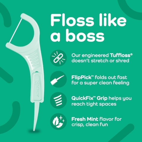 Plackers Micro Line Dental Floss Picks FoldOut FlipPick Tuffloss Easy Storage with SureZip Seal Fresh Mint Flavor 36 Count Packaging May Vary