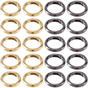 PAGOW 20pcs Clip Snap for Keyrings Buckle Zinc Alloy Round Carabiner O Ring Spring Buckle for DIY Key Chains Making Bags Purses Outer Diameter 1 inch  26 mm 34 inch Inner