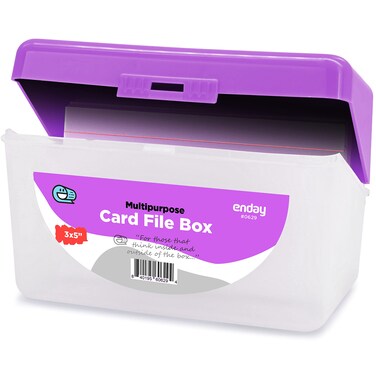 Enday Index Card Holder Purple 3x5 Note Flash Card Organizer Case Index Card File wflip top Notecard Recipe Holder Holds 250 Cards Also Available in Red Green Blue Grey Pink 1 PC