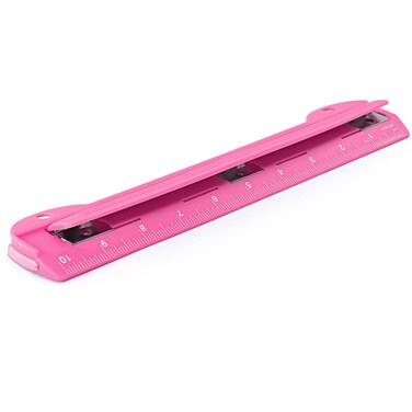 3 Hole Punch Pink Portable Hole Puncher for 3 Ring Binder 3 Sheets Capacity Removable Chip Tray 10 Ruler for School Office Also Available in Purple Blue Green Red Grey 1 Pcby Enday