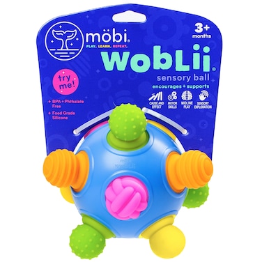 Mobi Woblii Activity Toy  Montessori Toys for 3 Month Old and Up Sensory Ball Toy for Babies  Toddlers Teething Toy Made with Food Grade Silicone BPA and Phthalate Free  Pack of 1