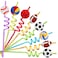 24 Game Day Sports Party Favors Basketball Football Baseball Soccer Tennis Volleyball Foam Balls Touchdown Drinking Straws Goodie Gifts for Kids Football Party Supplies with 2 PCS Cleaning Brushes