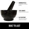 Gorilla Grip Heavy Duty 100 Granite Mortar and Pestle Set 4 Cup Slip Resistant Foam Base Grind Spice and Herbs Stone Molcajete Bowl for Guacamole Salsa Garlic Crusher Kitchen Tool Black