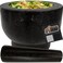 Gorilla Grip Heavy Duty 100 Granite Mortar and Pestle Set 4 Cup Slip Resistant Foam Base Grind Spice and Herbs Stone Molcajete Bowl for Guacamole Salsa Garlic Crusher Kitchen Tool Black
