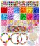 MontoSun Bead Bracelet Making Kit Friendship Bracelets Making Beads Kit Pony Beads Charms Beads Clay Flower Letter Beads for Jewelry Making Kit DIY Arts and Crafts Gifts for Girls Age 6 7 8 9 1012