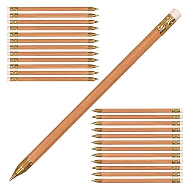 Aacura Point Pen Black Ink Wood encased pen Nonskip Quality nosecone for writing support Office Supplies for Writing and Taking Notes set of 24  Clear Lacquer