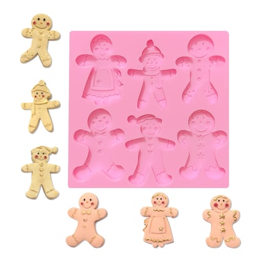 Christmas Gingerbread Man Fondant Mold Cake Decorating Silicone Mold Chocolate Candy Kitchen Baking Tool for Christmas Cookies Cupcake Toppers Bread Butter Polymer Clay Epoxy