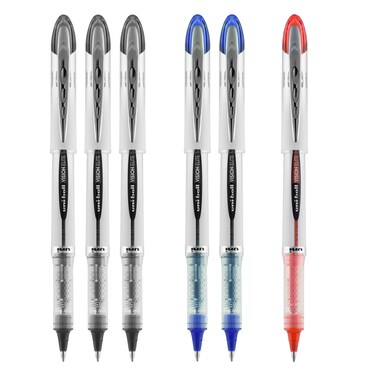 Vision Elite Rollerball Pens by Uni Bold 08mm Point 3 Black 2 Blue and 1 Red