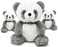 Fluffuns 3Pack Panda Stuffed Animal  Stuffed Panda Bear Plush Toys  9 Inches Gray