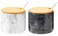 NHKRTE Marble Salt Cellar Set 2 PCS 11oz Salt and Pepper bowls Handcrafted from Natural Marble Gift for Mothers DayWhite  Black Set