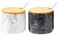 NHKRTE Marble Salt Cellar Set 2 PCS 11oz Salt and Pepper bowls Handcrafted from Natural Marble Gift for Mothers DayWhite  Black Set