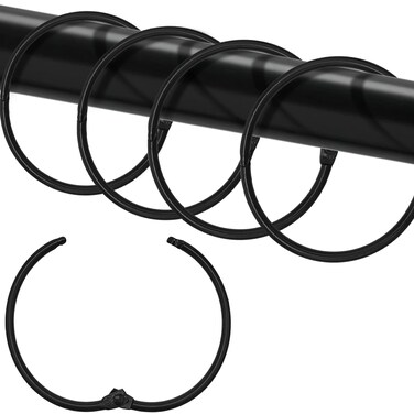 Shower Curtain Hooks Rings24 Pcs Rustproof Metal Shower Hooks for Shower CurtainGlide Smoothly Round Shower Rings for CurtainShower Curtain Rings for Bathroom Shower RodSnap Joint Design Black