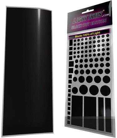 LightDims Black Out Edition Light Blocking LED Covers 2 Sheets Shapes  Uncut Sheet for Electronics  Appliances Blocks 100 of Light in Retail Packaging