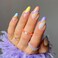 24 Pcs Coffin Press on Nails Long Sunjasmine Fake Nails Glue on Nails Glossy False Nails with Glue Acrylic Nails for Women and Girls Colorful Swirl