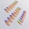 24 Pcs Coffin Press on Nails Long Sunjasmine Fake Nails Glue on Nails Glossy False Nails with Glue Acrylic Nails for Women and Girls Colorful Swirl
