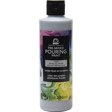 FolkArt PreMixed Acrylic Pouring Paint 8 oz Silver
