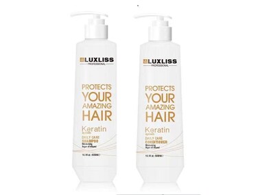 Luxliss Keratin Daily Care Shampoo and Conditioner Set 2 Pack 16 Fl Oz each Moisturizing Antifrizz Repairing for Chemically Treated Hair Argan Oil