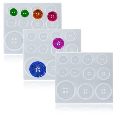 TuNan 3PCS Button Resin Silicone Molds 1012152025mm Round Button Shape Moulds for Epoxy Resin Casting Clay DIY Crafts  5 Sizes