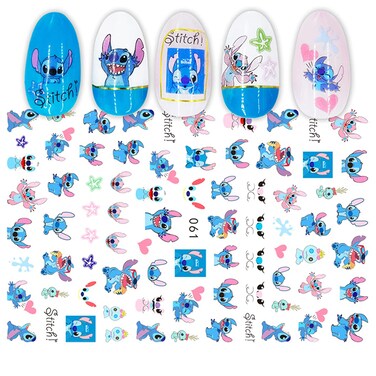 SANTA Cute Stit_ch Nail Stickers Kawaii Cartoon Nail Stikers SelfAdhesive Nail Decals for Women Girls Kids Nail Art Stickers 75Decals