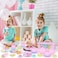 Tea Party Set for Little Girl Kitchen Pretend Tea Toy Set Play Food Toy for Kids 54 PCS with Cookies Ice Cream Toy Chef Hat and Pink Apron for for KidsToddler Toy Gift