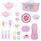Tea Party Set for Little Girl Kitchen Pretend Tea Toy Set Play Food Toy for Kids 54 PCS with Cookies Ice Cream Toy Chef Hat and Pink Apron for for KidsToddler Toy Gift