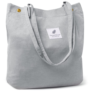 Women Tote Bags Grocery Shoulder Bag Corduroy with Inner Pocket for Work Beach Lunch Travel Shopping Shopper Handbags
