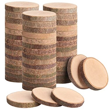 LAZACA Wood Slices Crafts Small Log Rounds Cookies Pieces 50Pcs 34cm Rustic Wedding Centerpieces Ornaments DIY