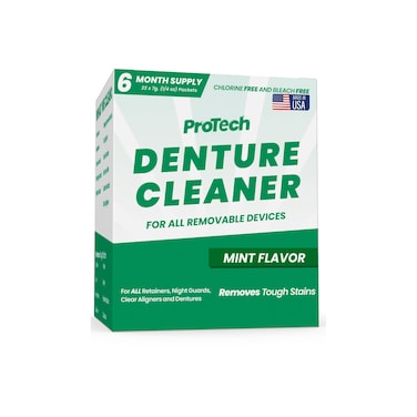 ProTech Denture Cleaner  180 Cleanings 22 Pack6 Month Supply  For Clear Aligners Dentures Retainers Mouth Guards  Night Guards  Cleaning Crystals Mint