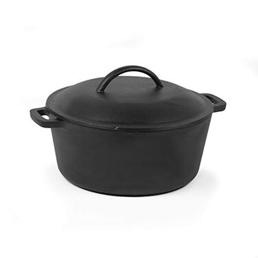 COMMERCIAL CHEF 5 Quart Cast Iron Dutch Oven with Dome Lid  Handles Preseasoned